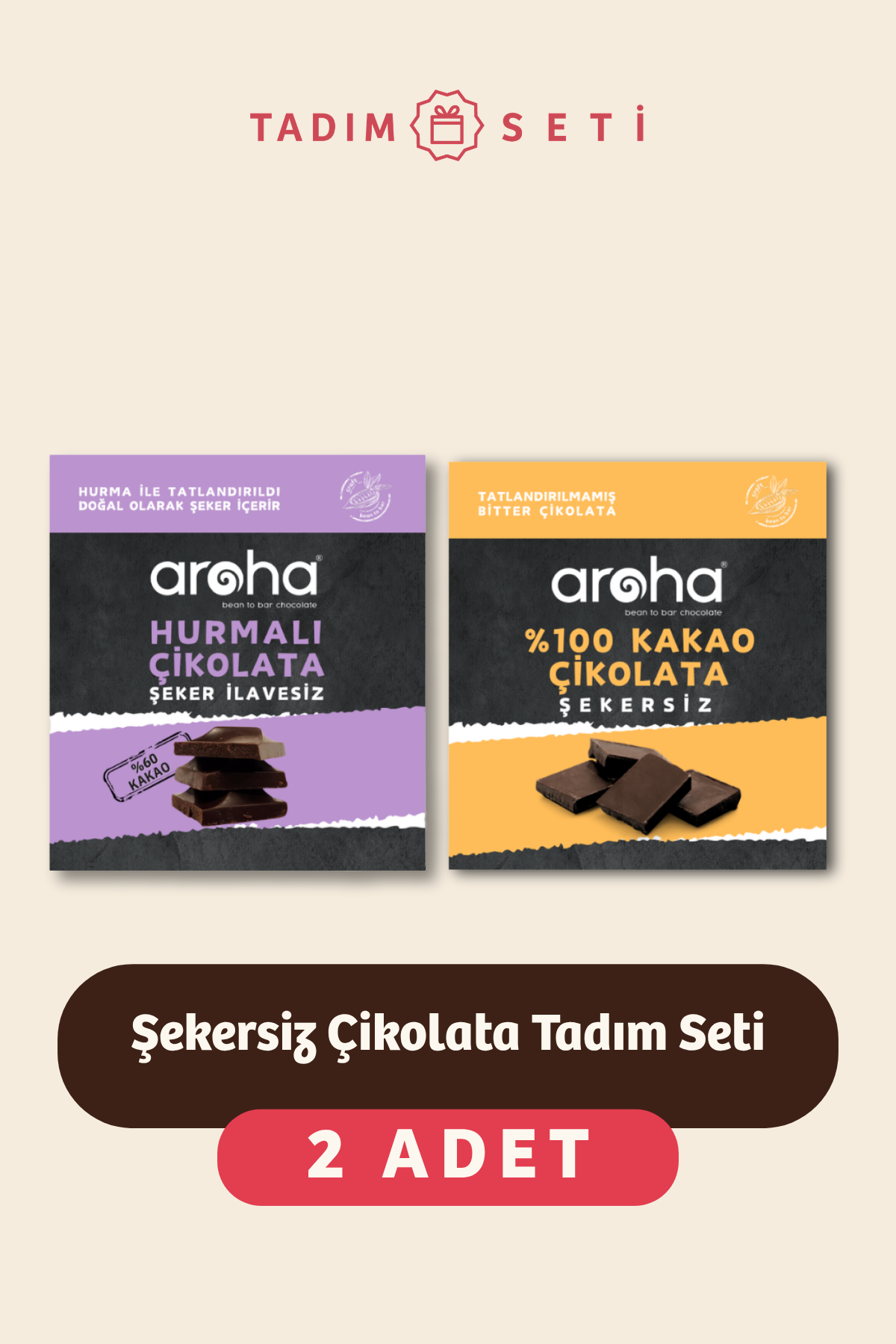 Şekersiz Çikolata Tadım Seti 2 x 40 g