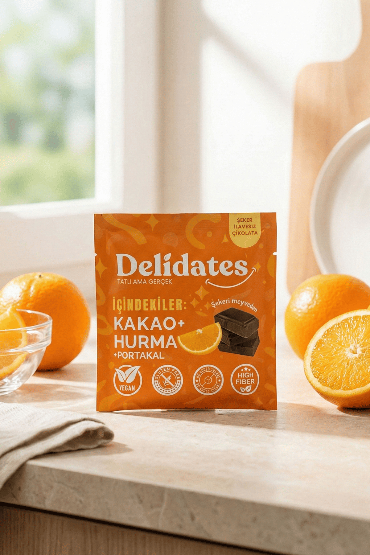 Delidates Portakallı Hurmalı Bitter Çikolata 40 g