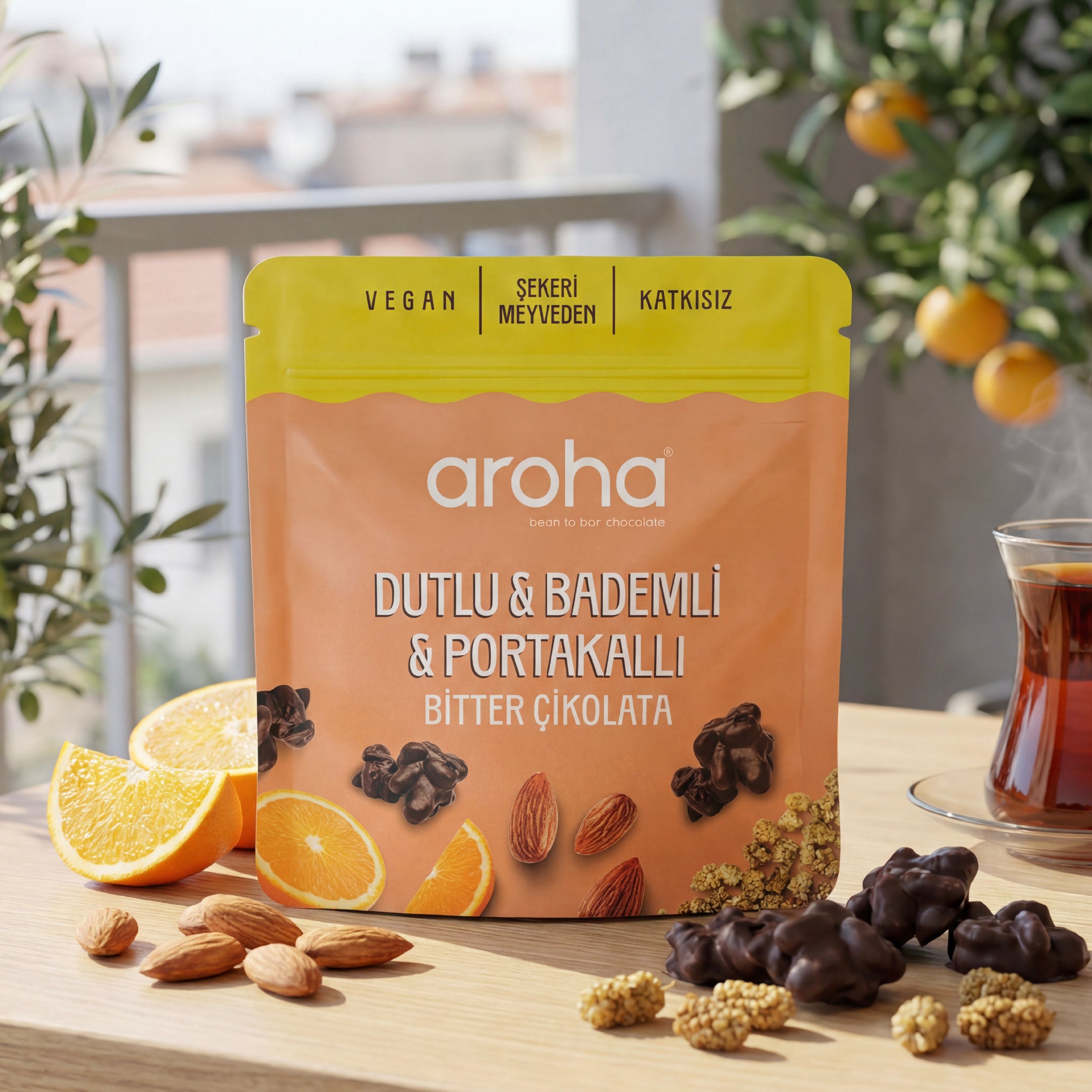Dutlu Bademli Portakallı Bitter Çikolata