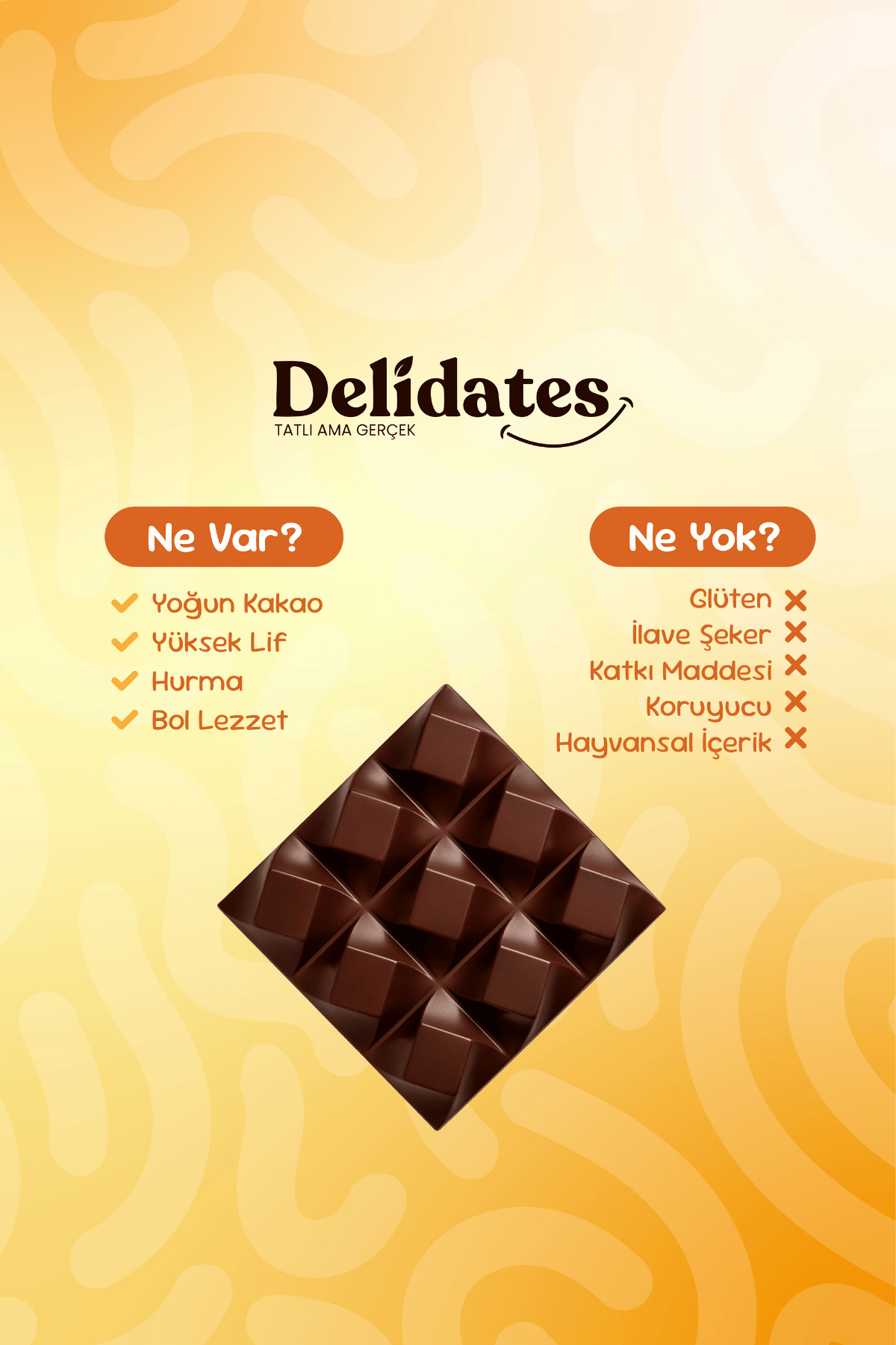 Delidates Portakallı Hurmalı Bitter Çikolata 40 g