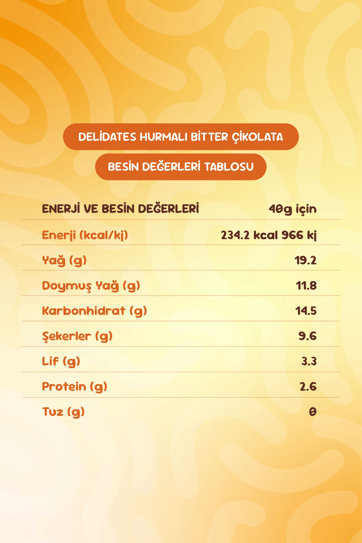 Delidates Portakallı Hurmalı Bitter Çikolata - 40 gr