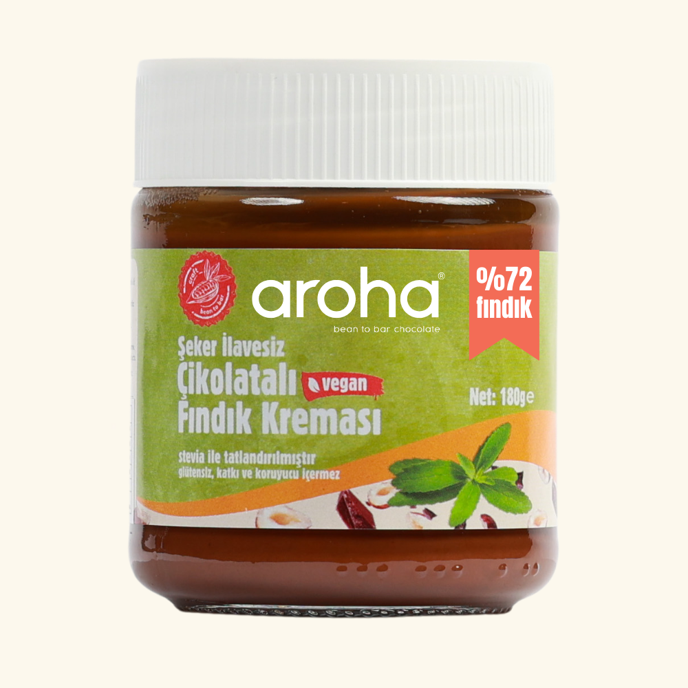 Çikolatalı Fındık Kreması %72 Fındık (Stevia ile tatlandırılmıştır) - Şeker İlavesiz - 180 g