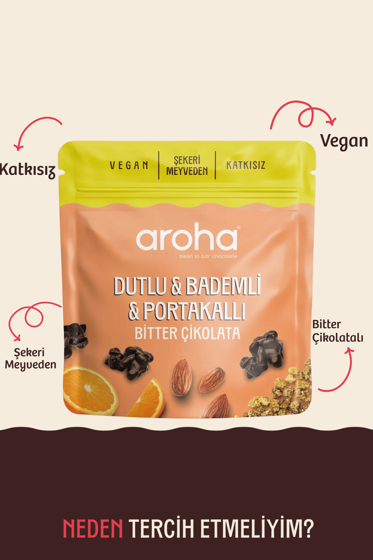 Dutlu Bademli Portakallı Bitter Çikolata - 50 gr