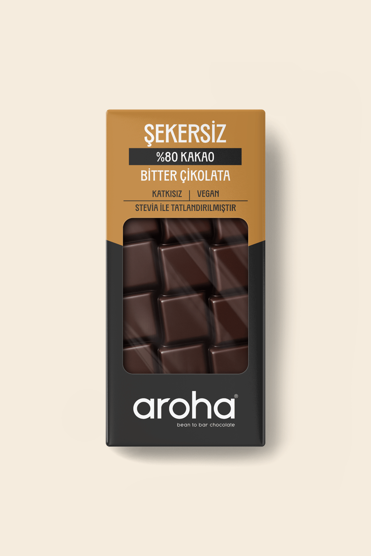 80 Kakao Şekersiz Bitter Çikolata - Stevia ile Tatlandırılmıştır