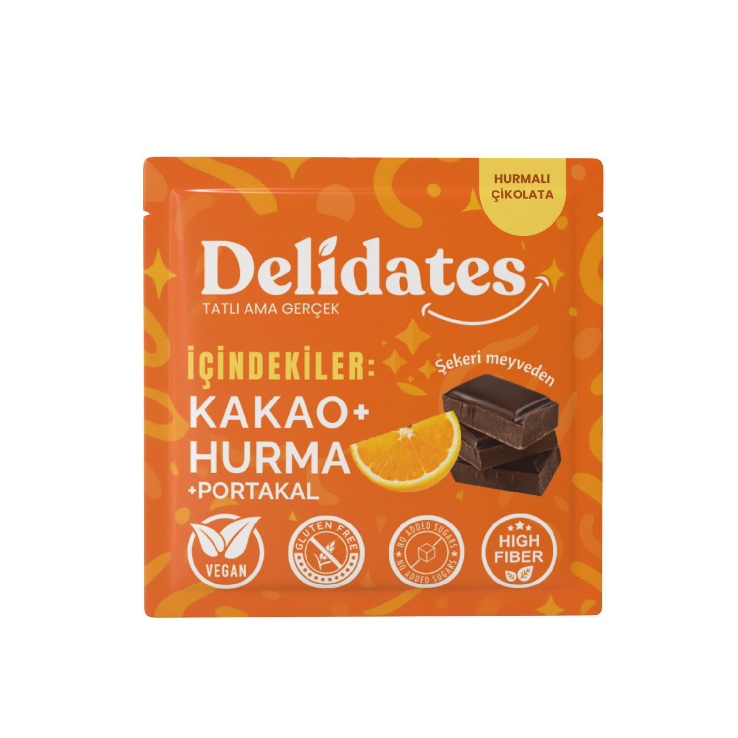 Delidates Portakallı Hurmalı Bitter Çikolata