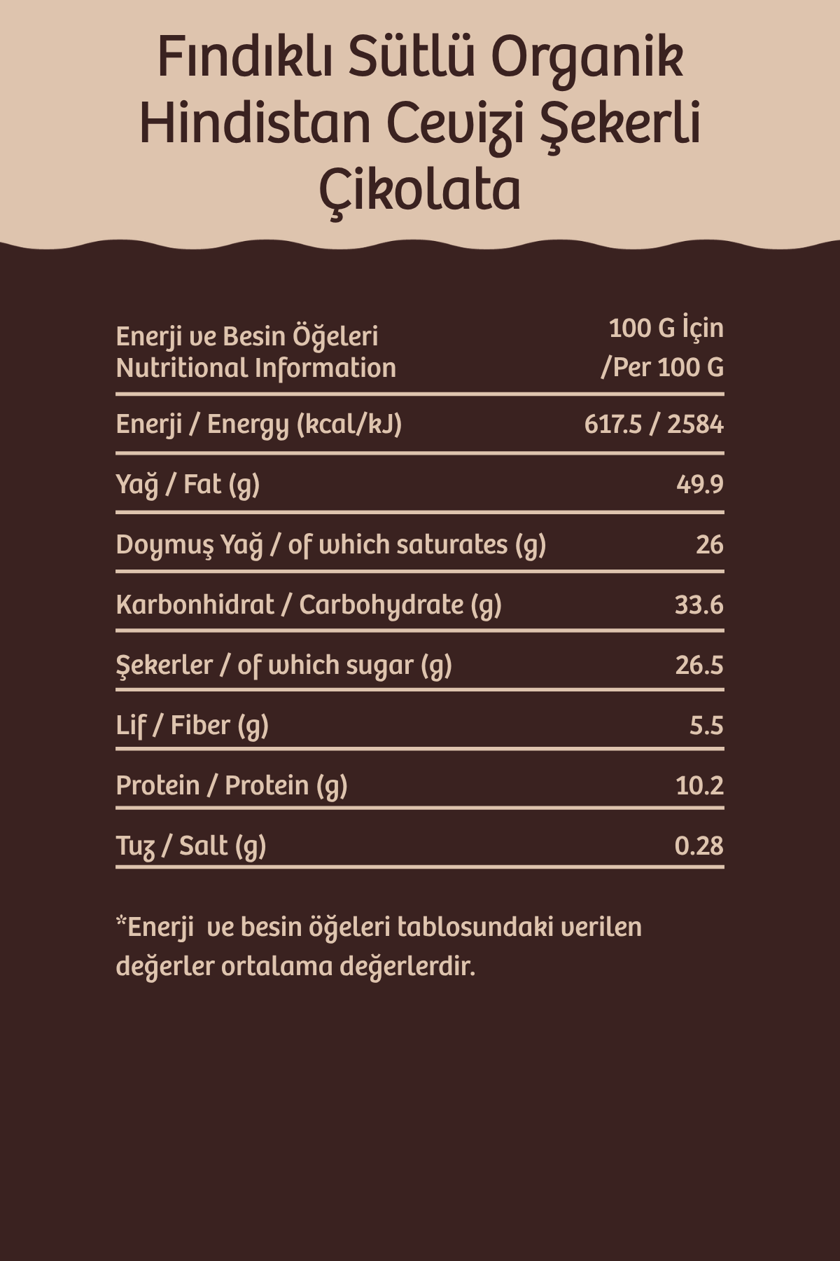Fındıklı Sütlü Organik Hindistan Cevizi Şekerli Çikolata - 40 g