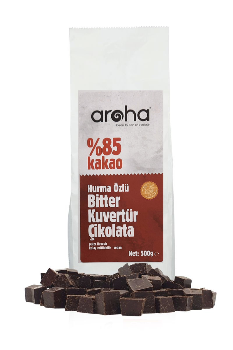%85 Kakao Hurma Özlü Bitter Kuvertür Çikolata 500 g