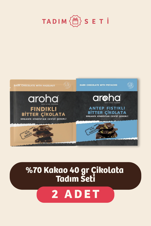 %70 Kakao Bitter Çikolata Tadım Seti 2 x 40 g