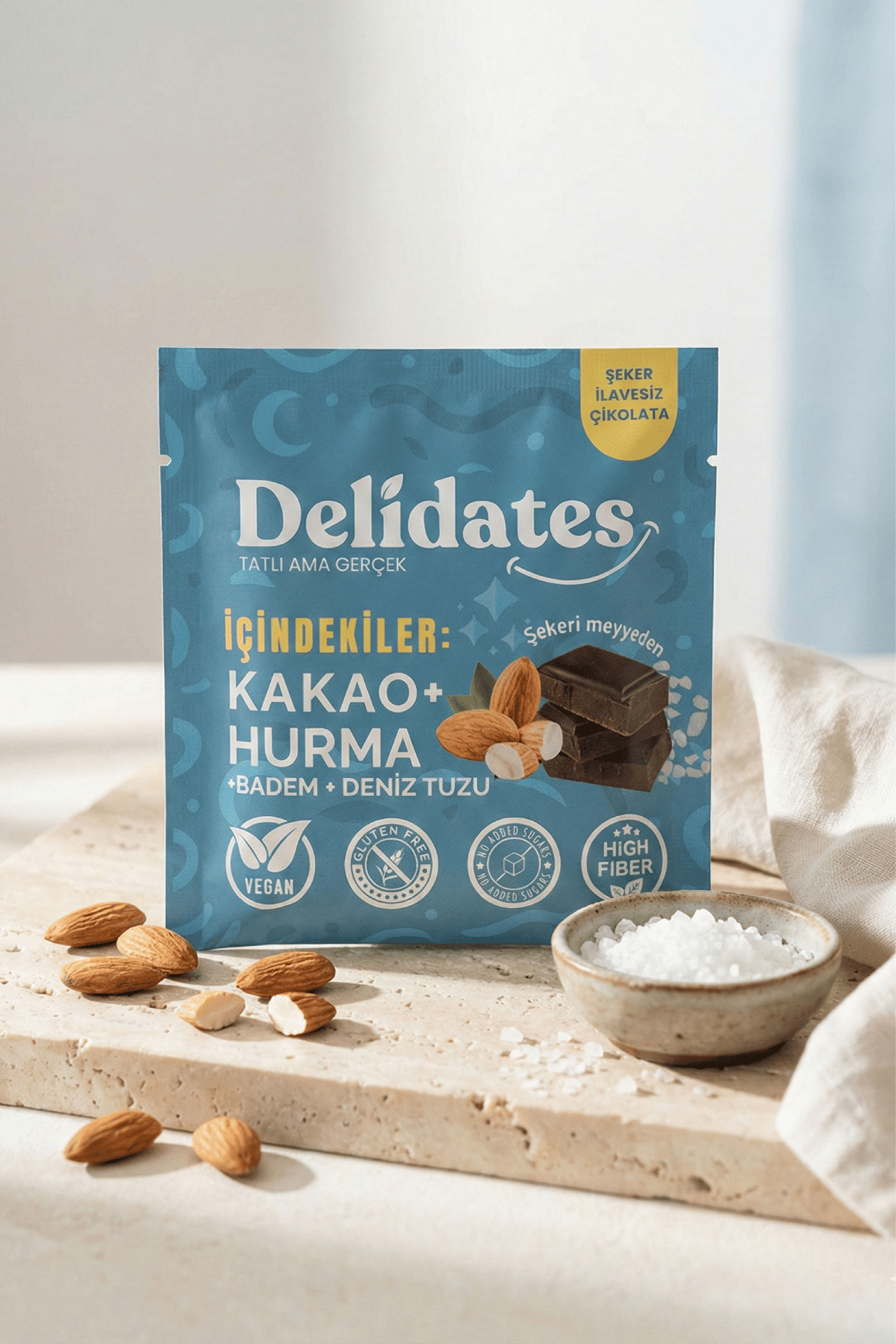 Delidates Bademli & Deniz Tuzlu Hurmalı Bitter Çikolata 40 g