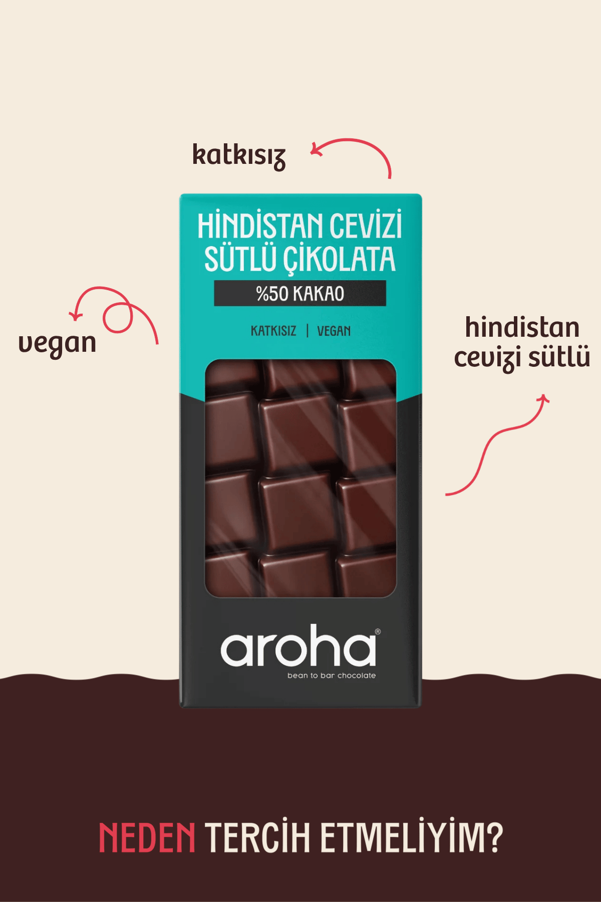 %50 Kakao Vegan Hindistan Cevizi Sütlü Çikolata 80 g