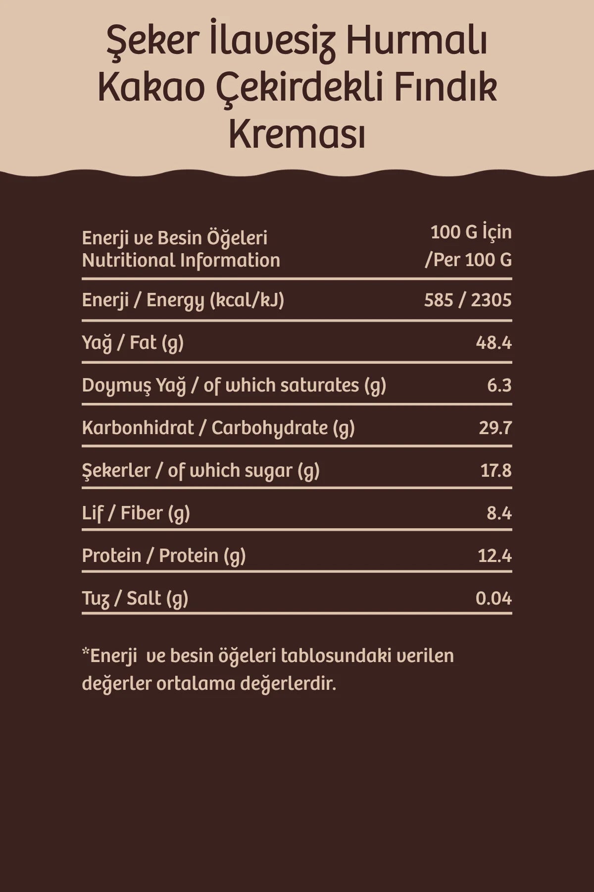 Kakaolu & Kakao Çekirdekli Hurmalı Fındık Kreması Şeker İlavesiz 2 x 320 g