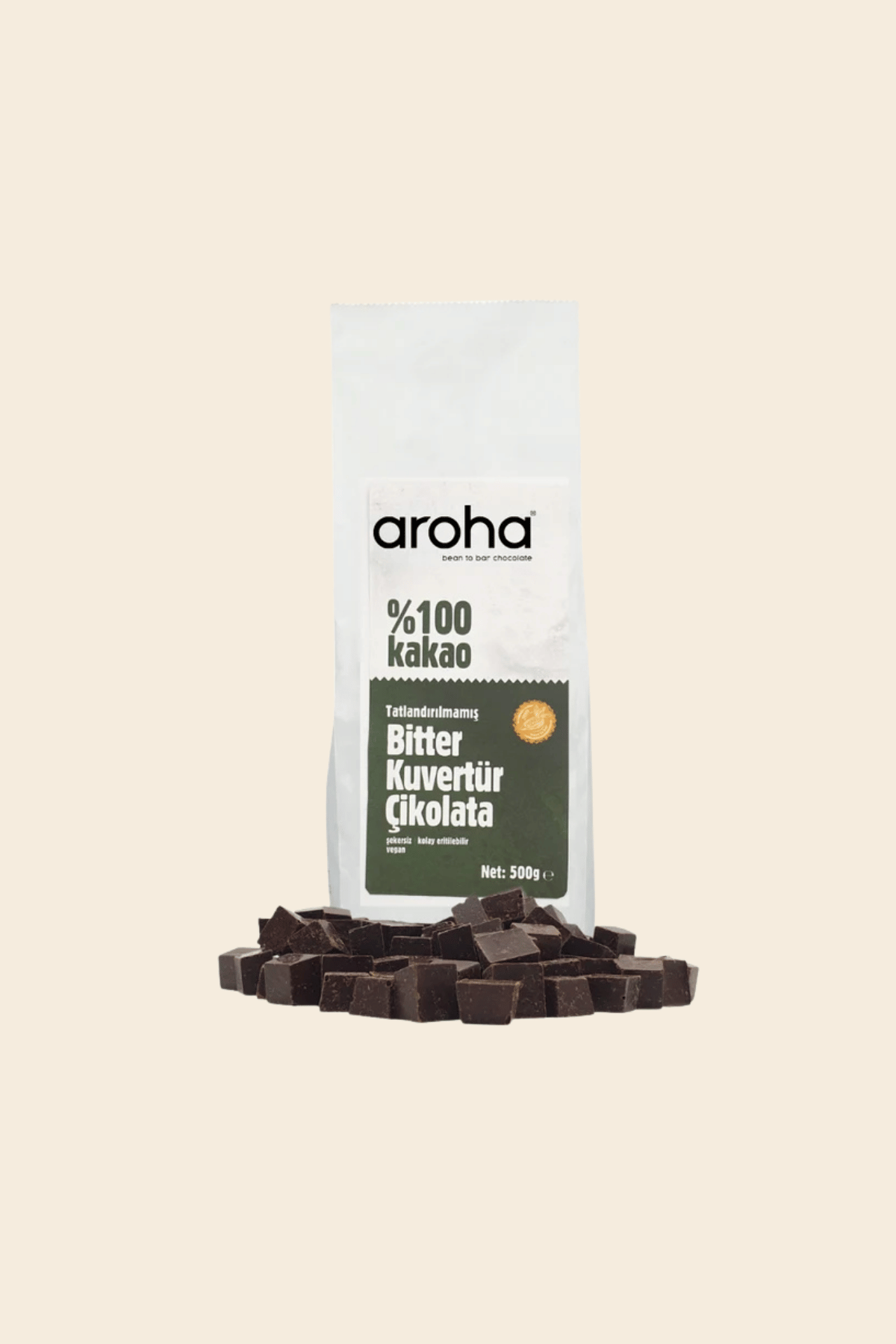 %100 Kakao Tatlandırılmamış Bitter Kuvertür Çikolata 500 g