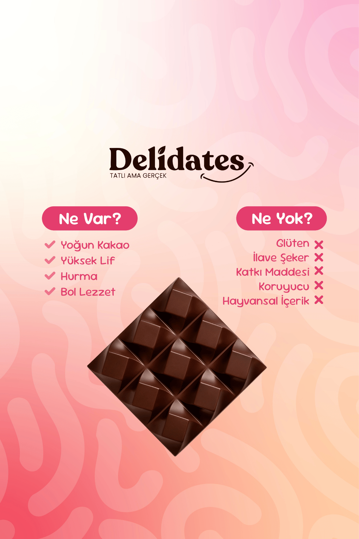 Delidates Fındıklı Hurmalı Bitter Çikolata