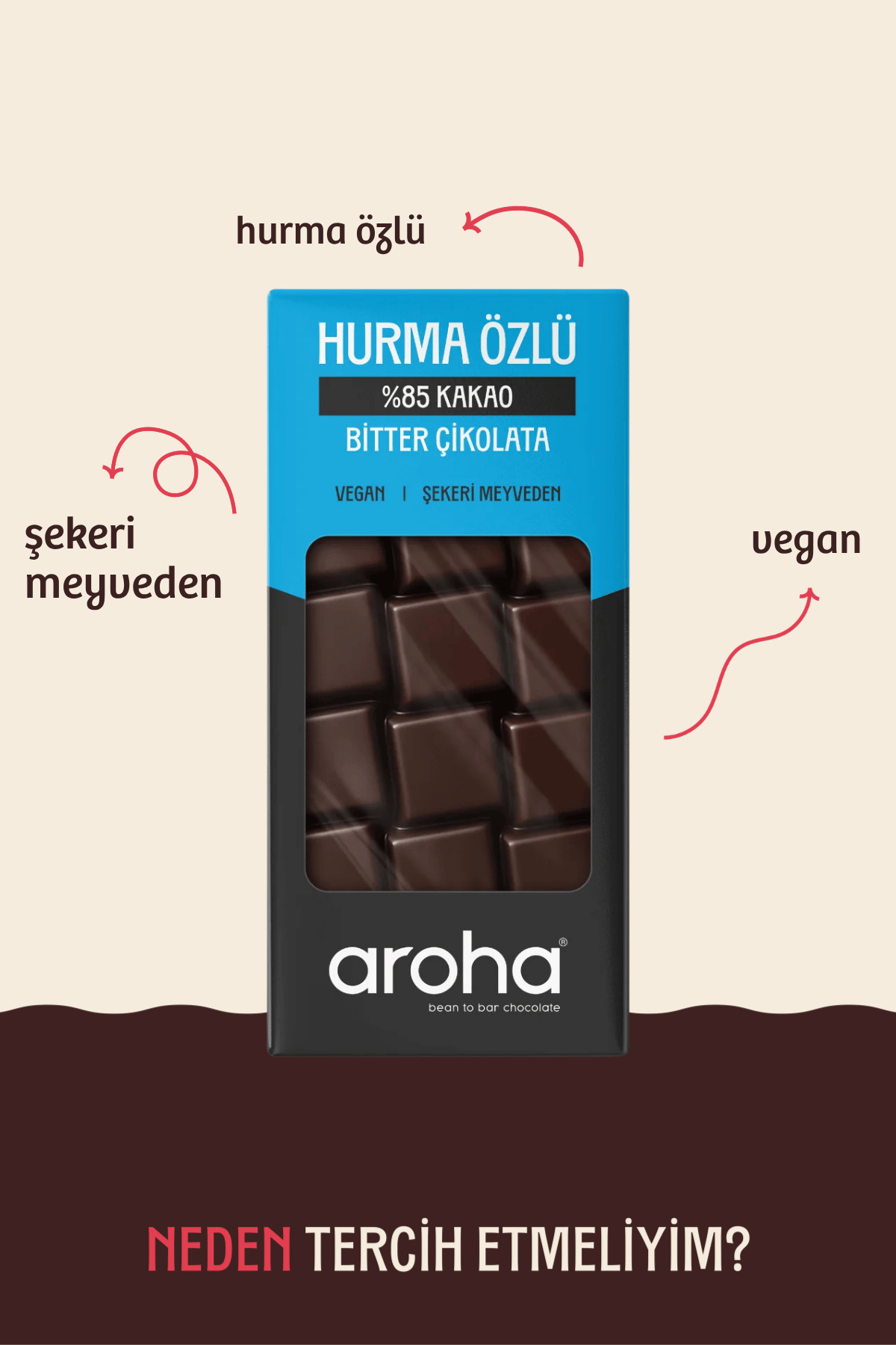 %85 Kakao Hurma Özlü Bitter Çikolata 80 g