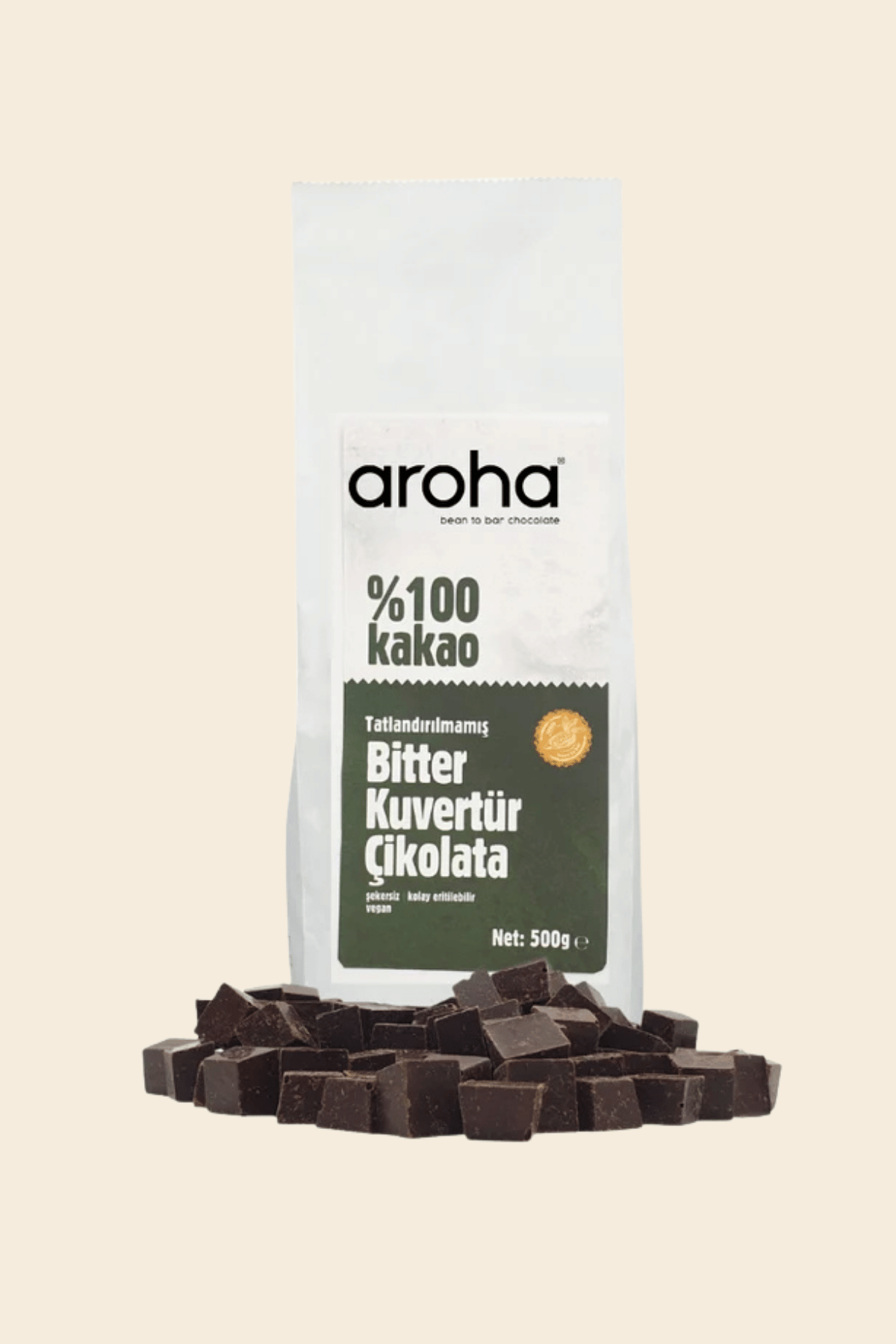 %100 Kakao Tatlandırılmamış Bitter Kuvertür Çikolata 500 g