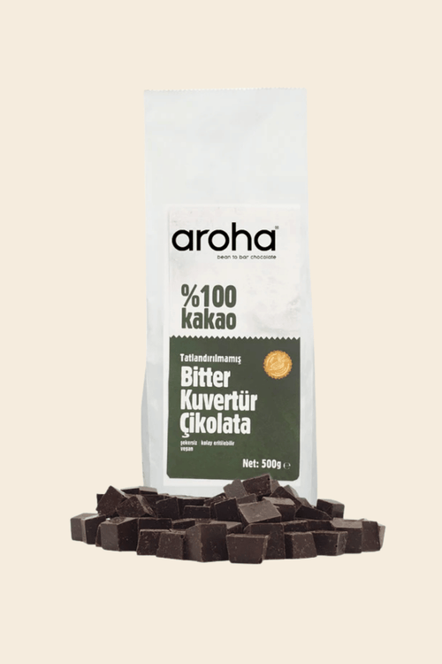 %100 Kakao Tatlandırılmamış Bitter Kuvertür Çikolata 500 g