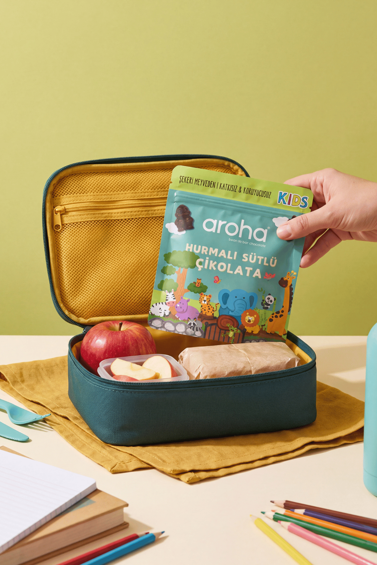 Hurmalı Sütlü Çikolata 45 gr | Şekeri Meyveden | Aroha Kids