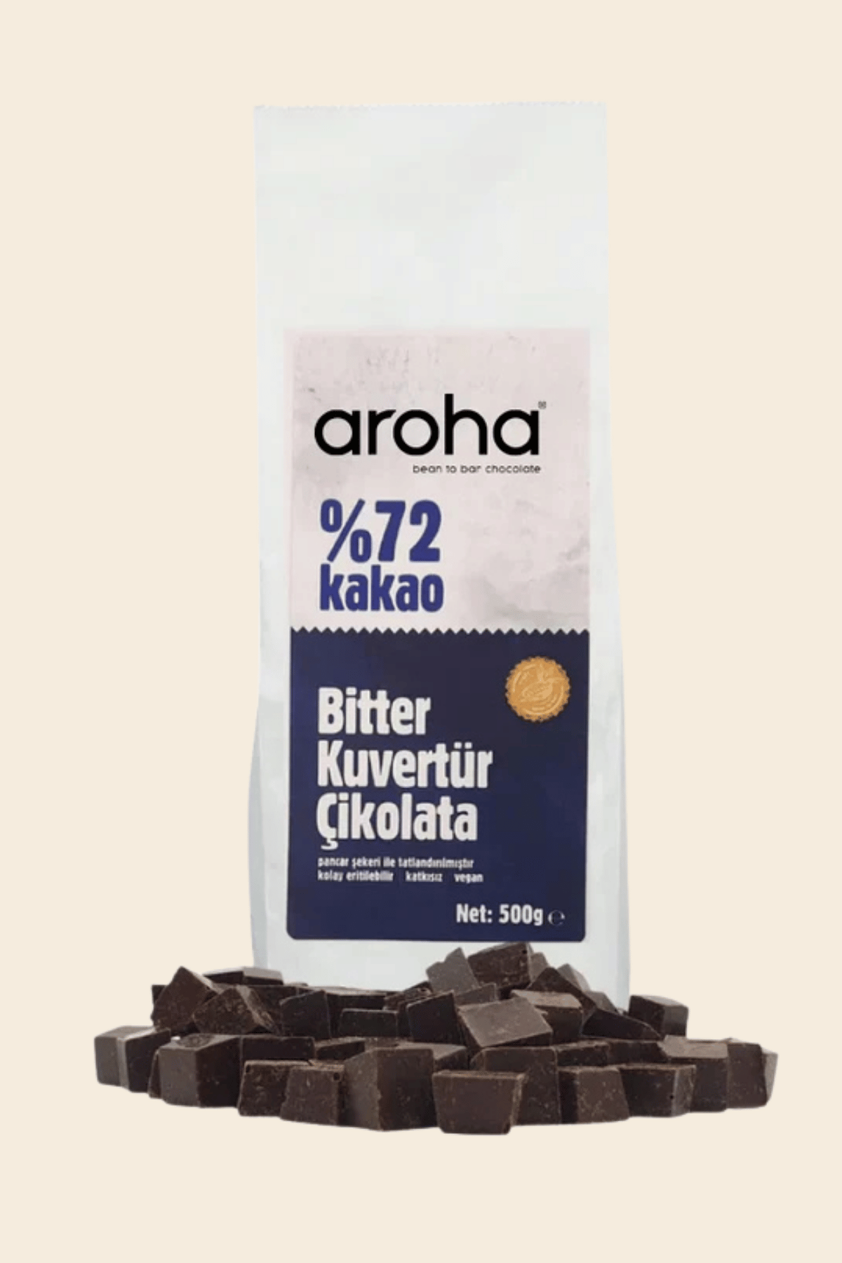 %72 Kakao Bitter Kuvertür Çikolata - 500 g