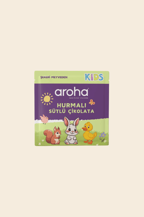 Hurmalı Sütlü Çikolata 28 gr | Şekeri Meyveden | Aroha Kids