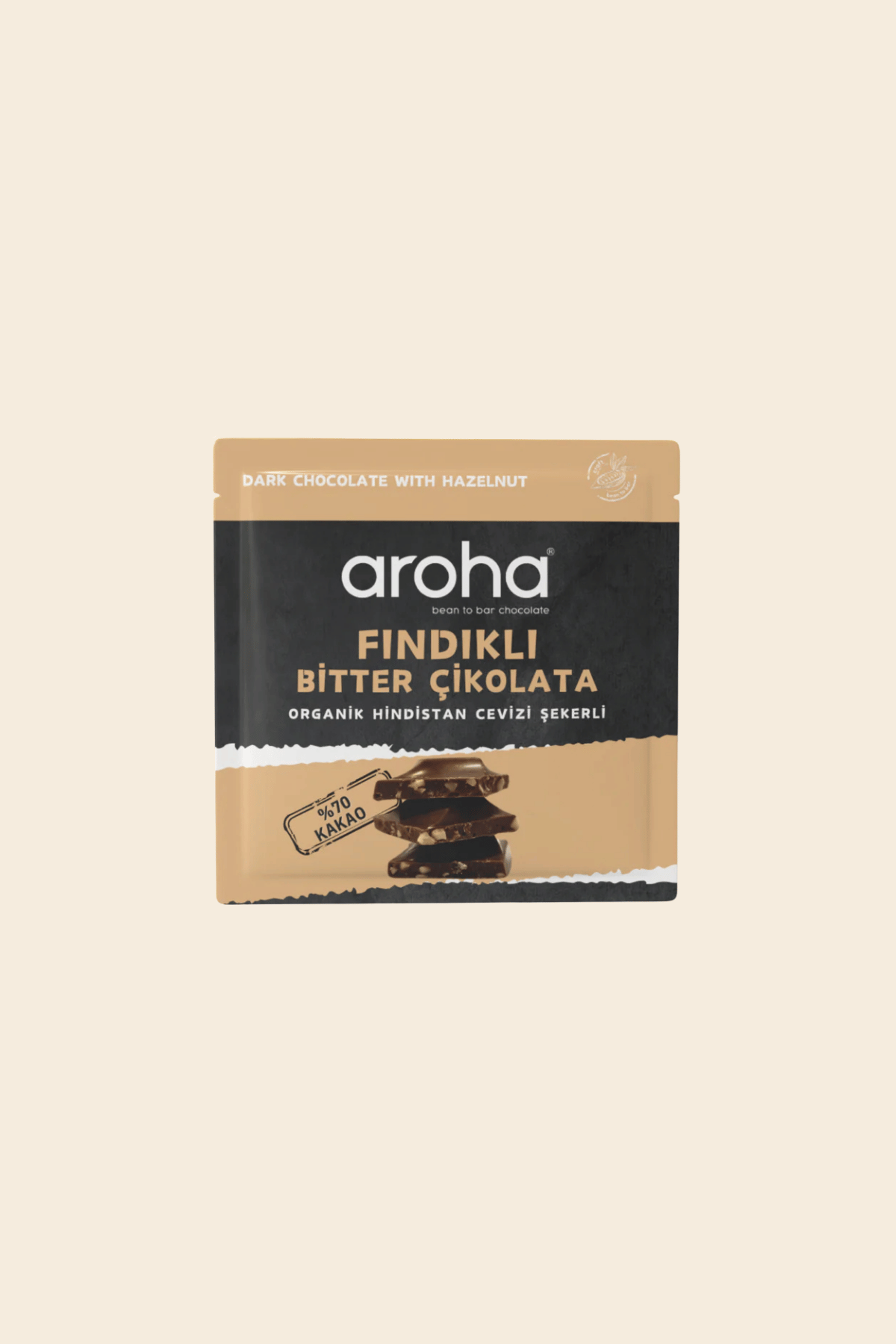 %70 Kakao Fındıklı Bitter Çikolata Organik Hindistan Cevizi Şekerli 40 g