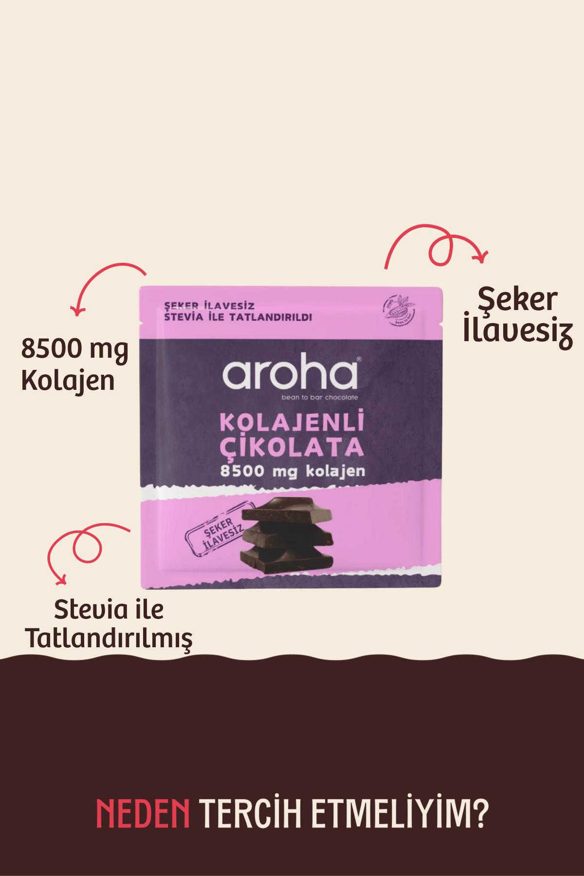 Kolajenli Çikolata Şeker İlavesiz 40 g