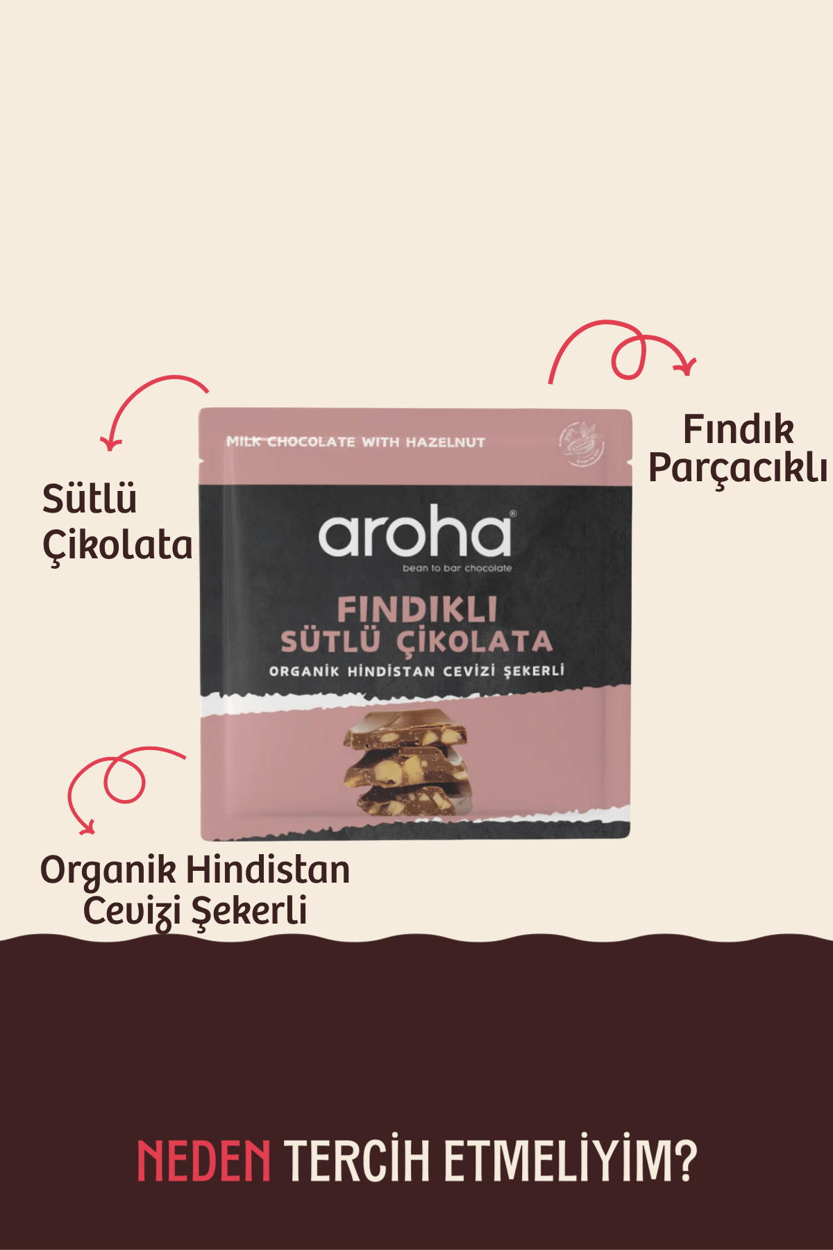 Fındıklı Sütlü Organik Hindistan Cevizi Şekerli Çikolata - 40 g