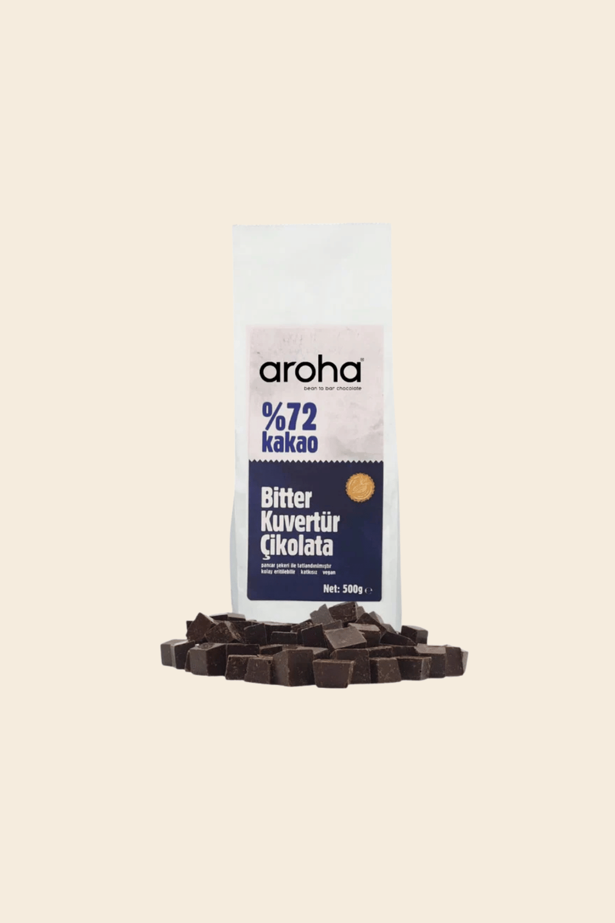 %72 Kakao Bitter Kuvertür Çikolata - 500 g