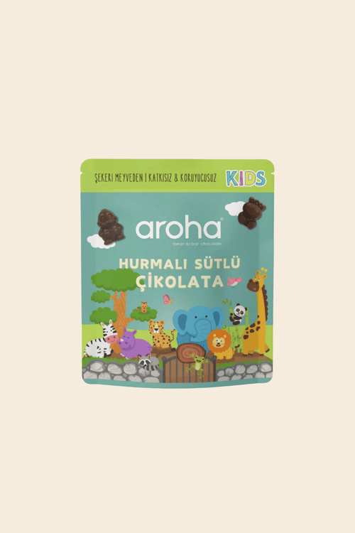Hurmalı Sütlü Çikolata 45 gr | Şekeri Meyveden | Aroha Kids