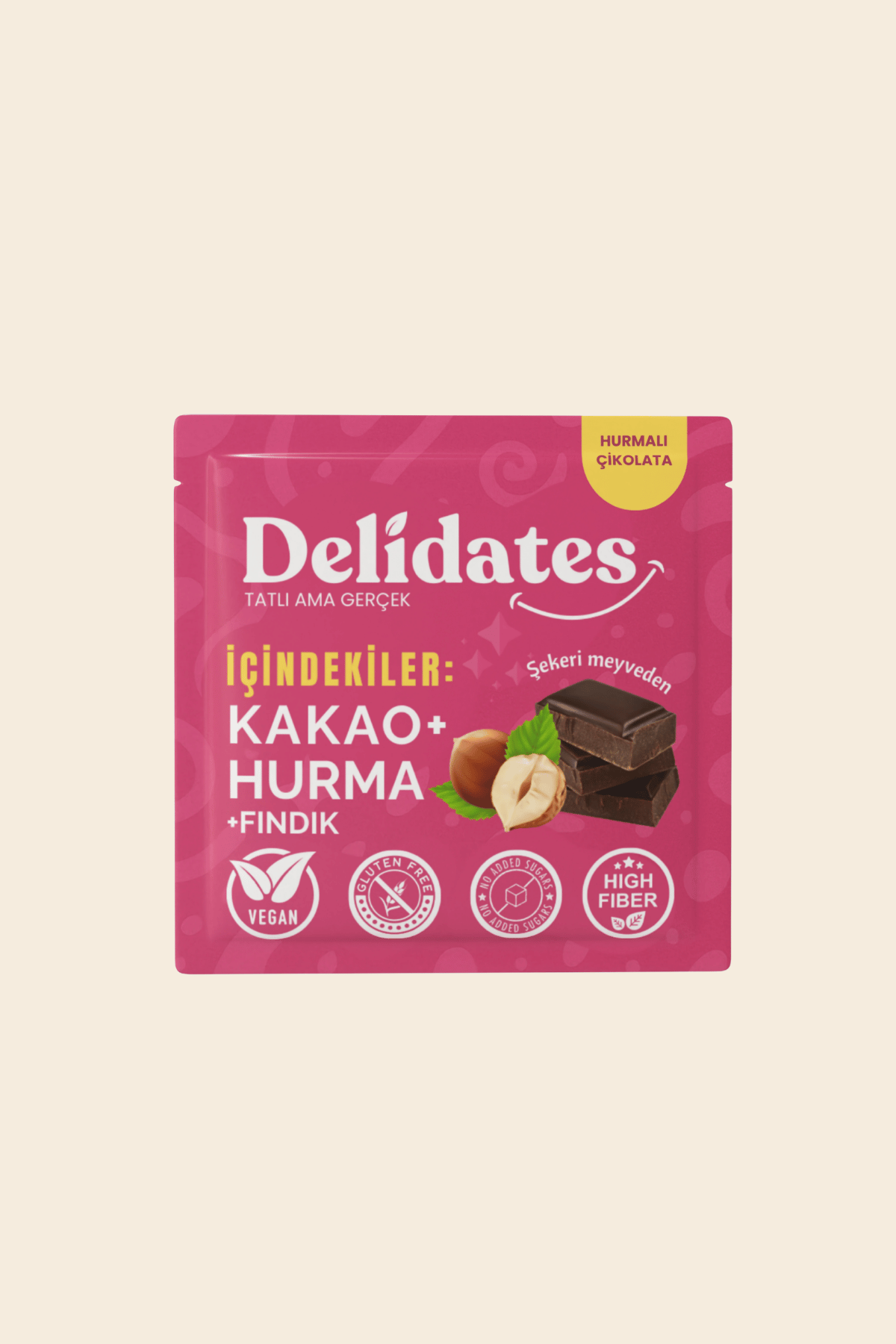 Delidates Fındıklı Hurmalı Bitter Çikolata