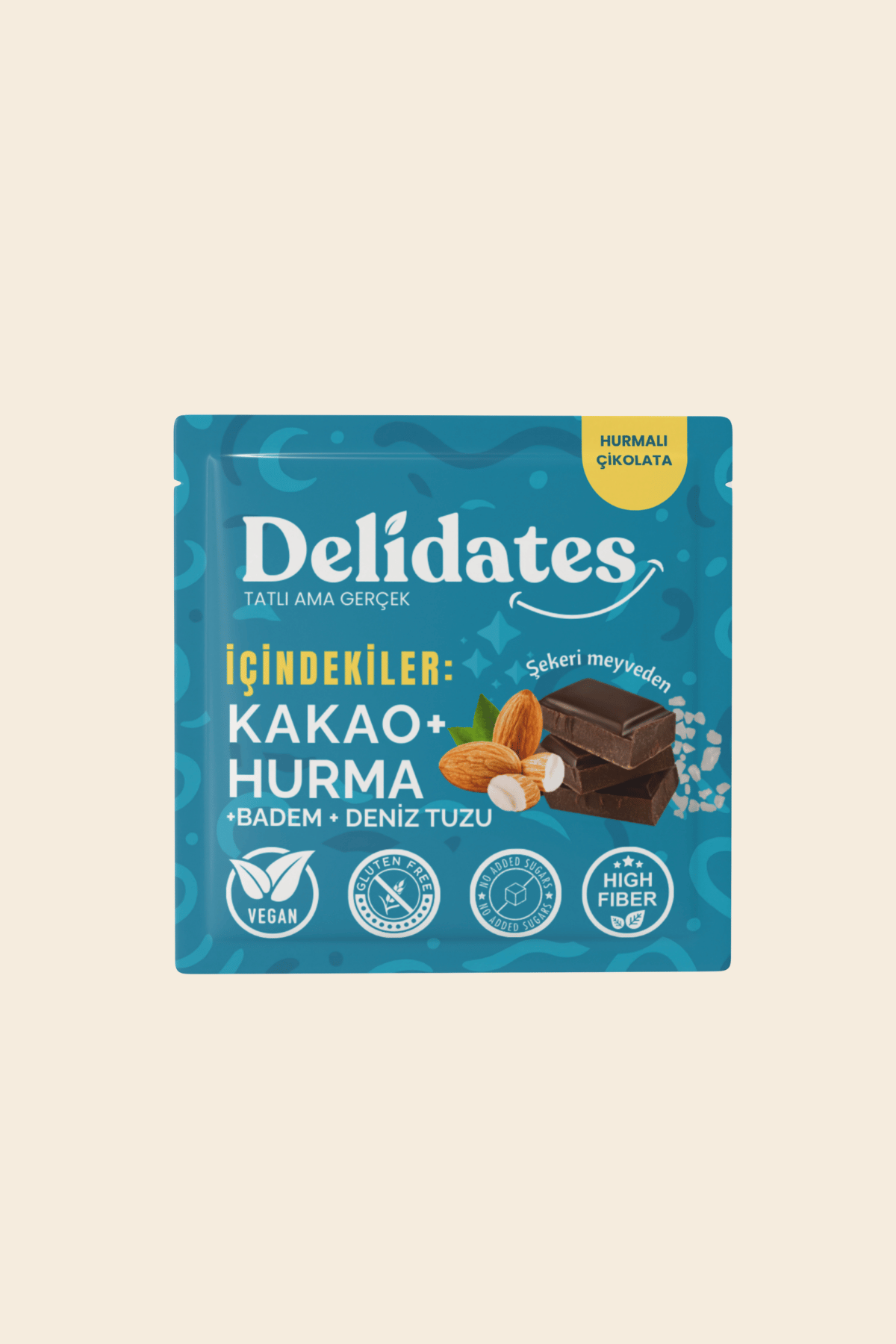 Delidates Bademli & Deniz Tuzlu Hurmalı Bitter Çikolata