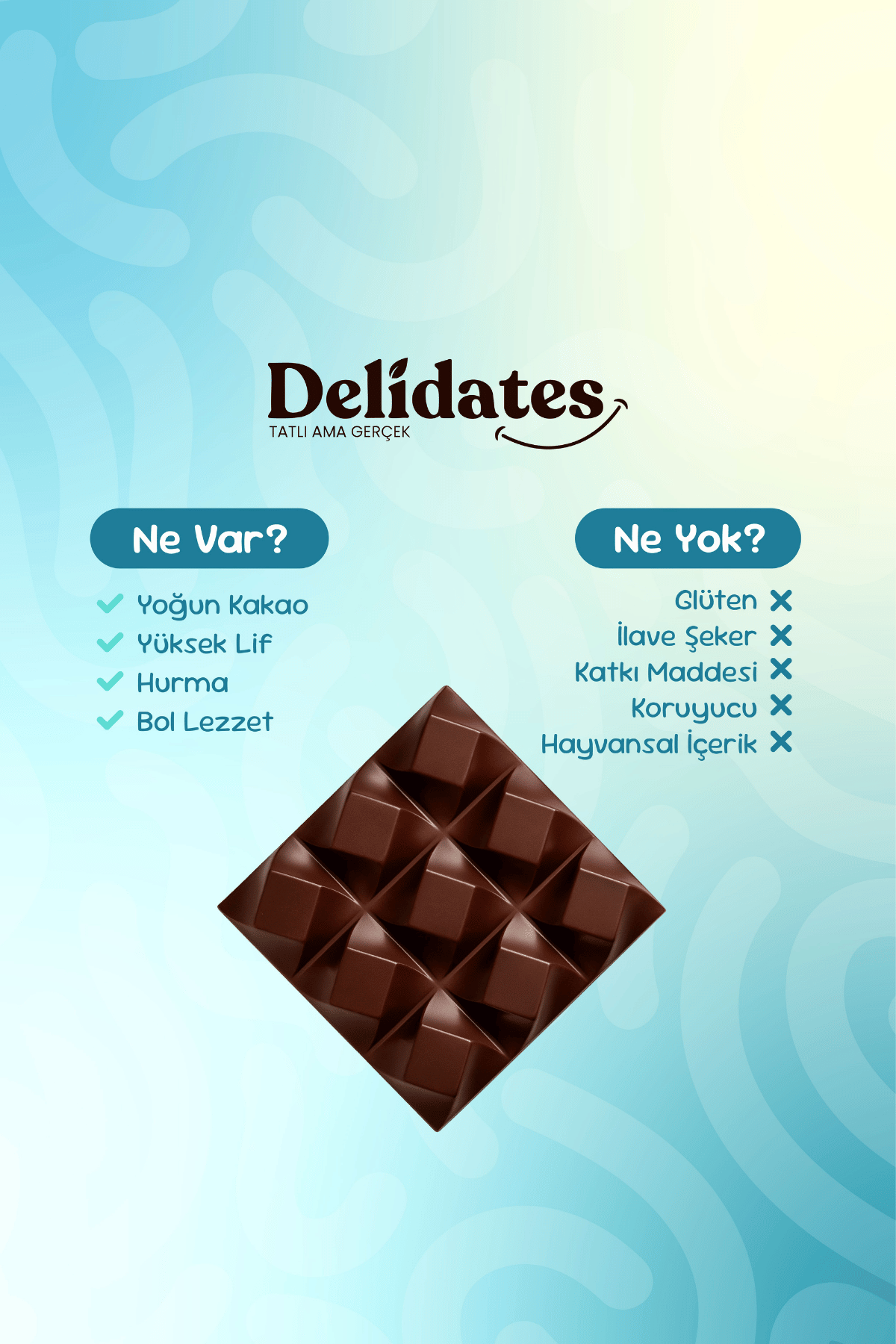 Delidates Bademli & Deniz Tuzlu Hurmalı Bitter Çikolata