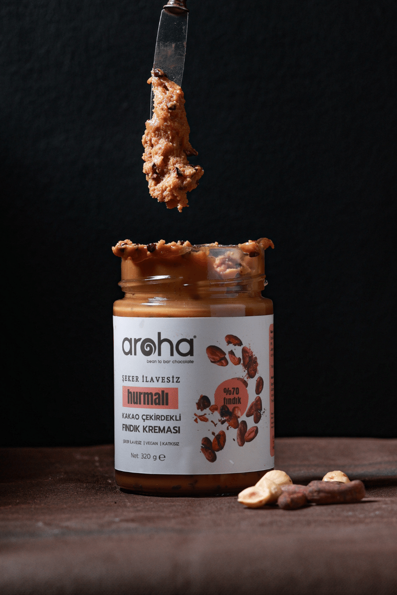 Hurmalı Kakao Çekirdekli Fındık Kreması %73 Fındık - Şeker İlavesiz - 320 g