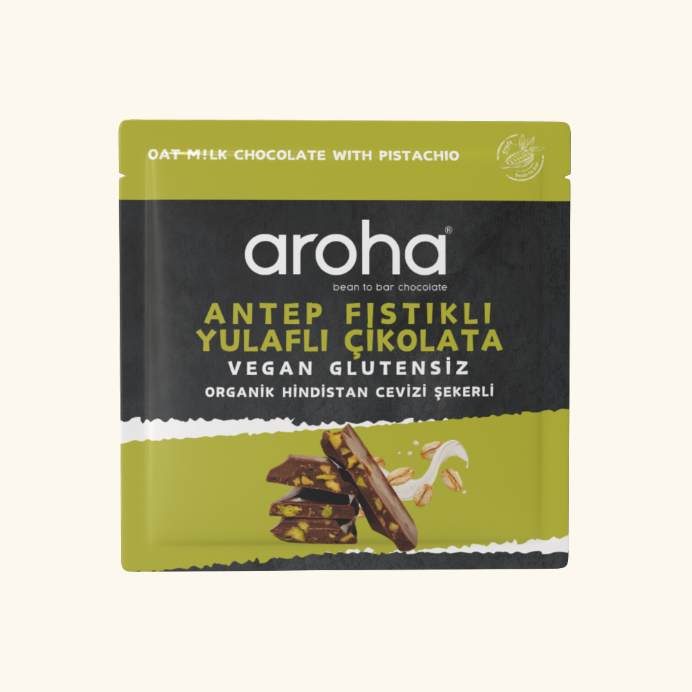 Antep Fıstıklı Yulaf Sütlü Organik Hindistan Cevizi Şekerli Çikolata 40 g