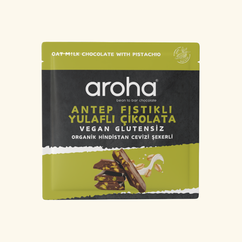 Antep Fıstıklı Yulaf Sütlü Organik Hindistan Cevizi Şekerli Çikolata 40 g