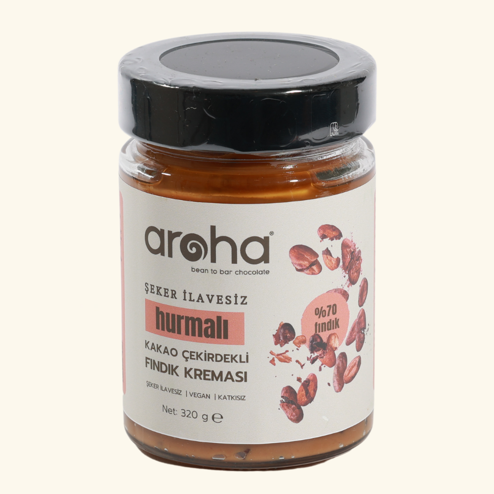 Hurmalı Kakao Çekirdekli Fındık Kreması %73 Fındık - Şeker İlavesiz - 320 g