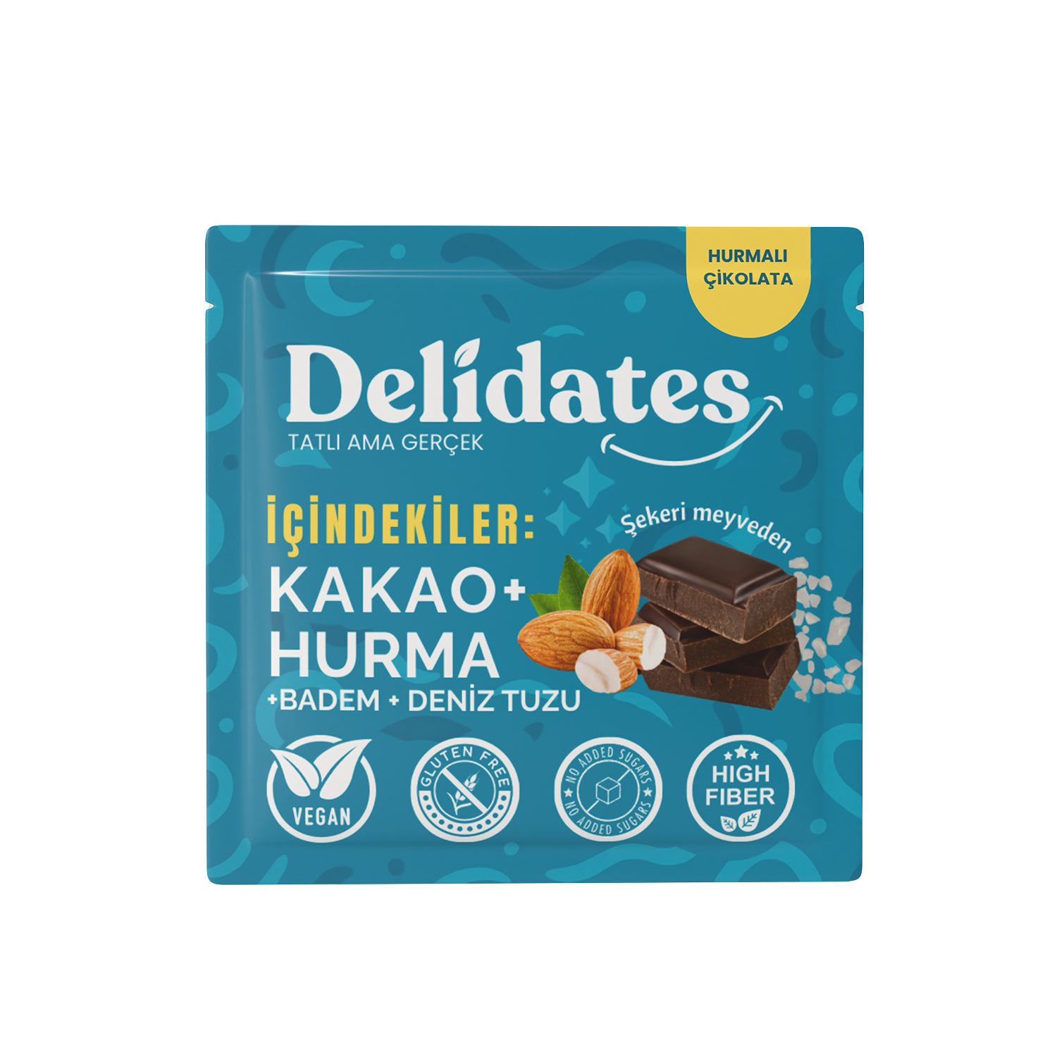 Delidates Bademli & Deniz Tuzlu Hurmalı Bitter Çikolata