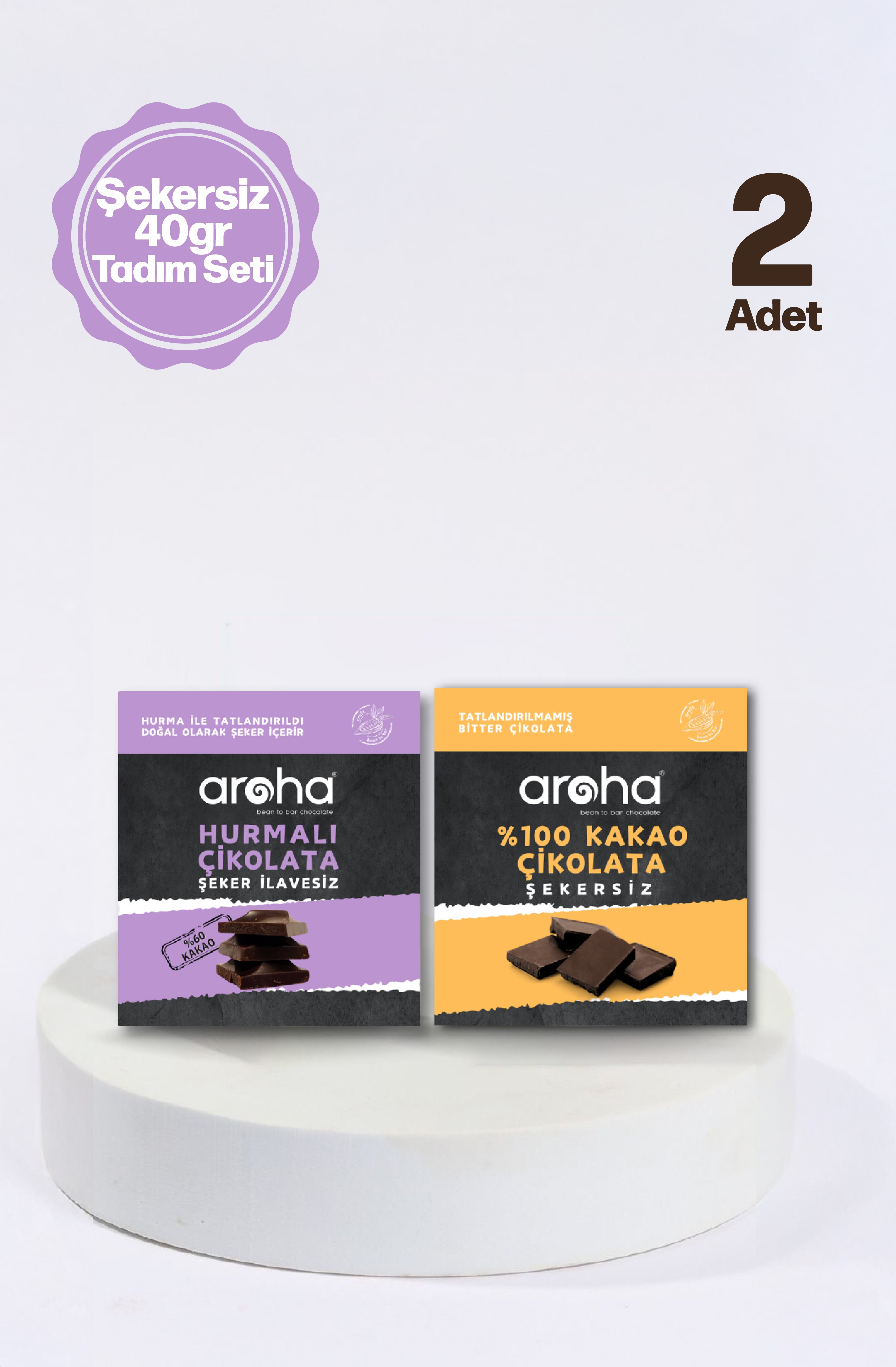 Şekersiz Çikolata Tadım Seti 40 Gr