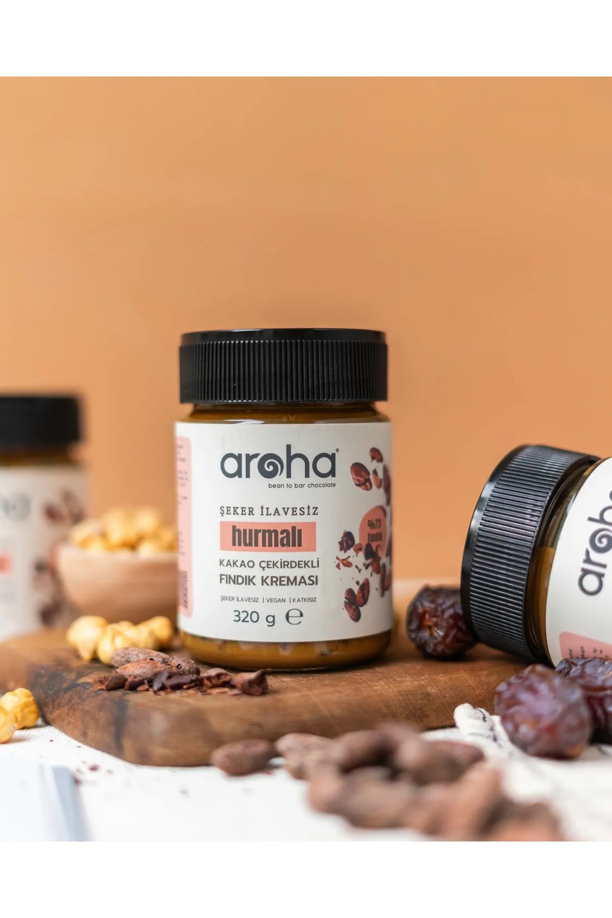 Hurmalı Kakao Çekirdekli Fındık Kreması %73 Fındık - Şeker İlavesiz - 320 g