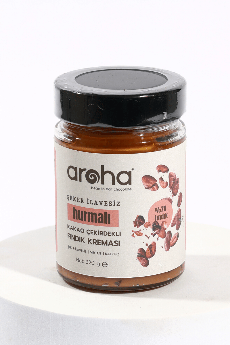 Hurmalı Kakao Çekirdekli Fındık Kreması %73 Fındık - Şeker İlavesiz - 320 g