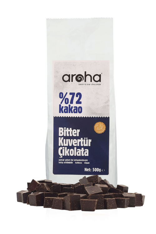 %72 Kakao Bitter Kuvertür Çikolata - 500 g