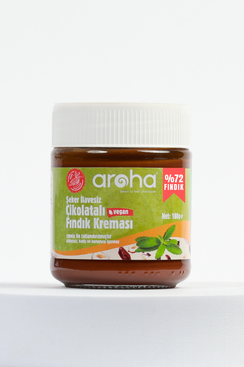 Çikolatalı Fındık Kreması %72 Fındık (Stevia ile tatlandırılmıştır) - Şeker İlavesiz - 180 g