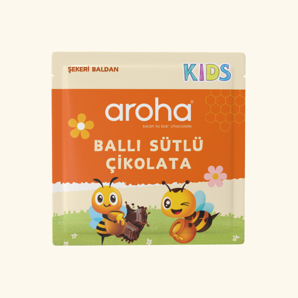 Ballı Sütlü Çikolata 28 gr | Şekeri Baldan | Aroha Kids