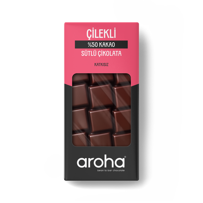 % 50 Kakao Çilekli Sütlü Çikolata 85 g