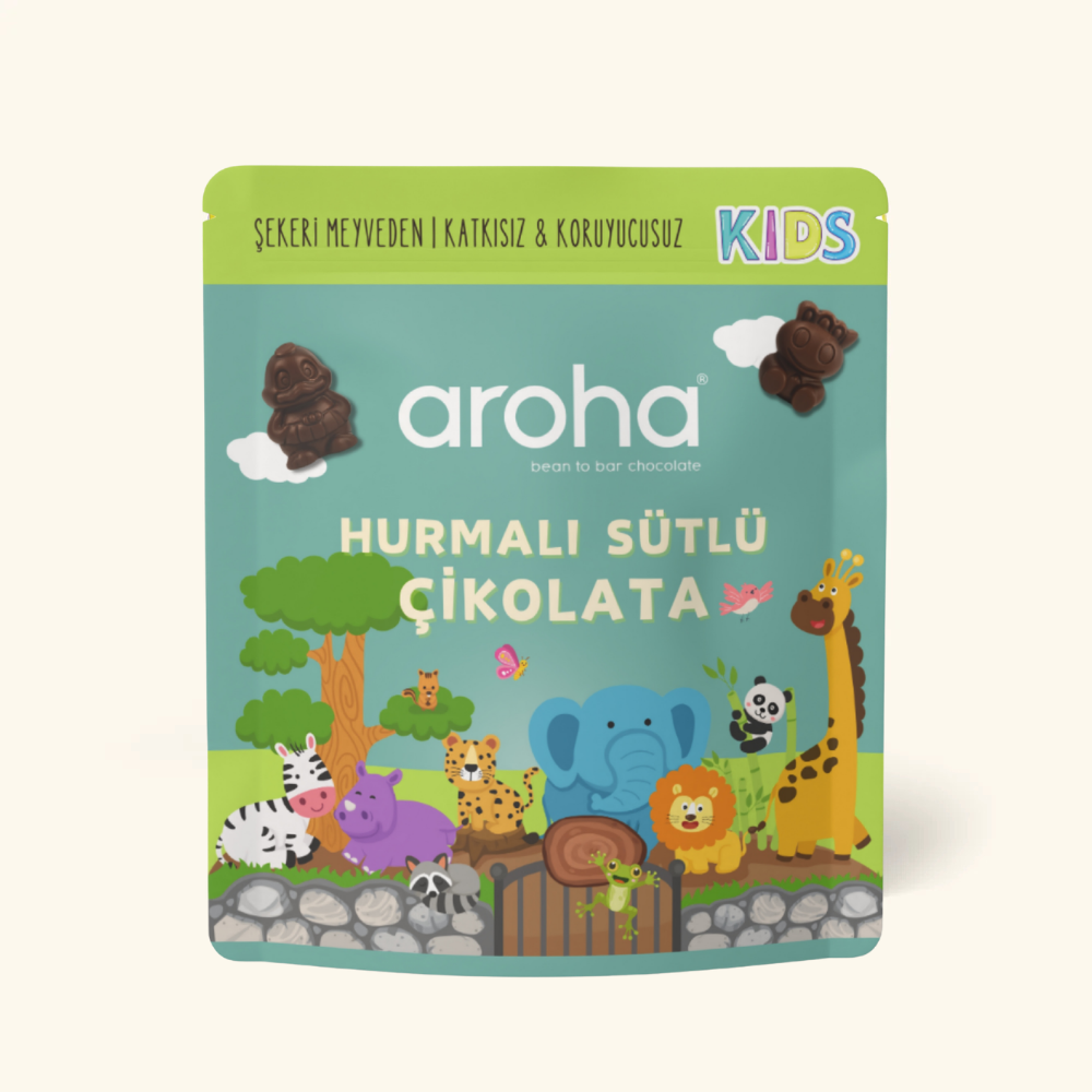Hurmalı Sütlü Çikolata 45 gr | Şekeri Meyveden | Aroha Kids