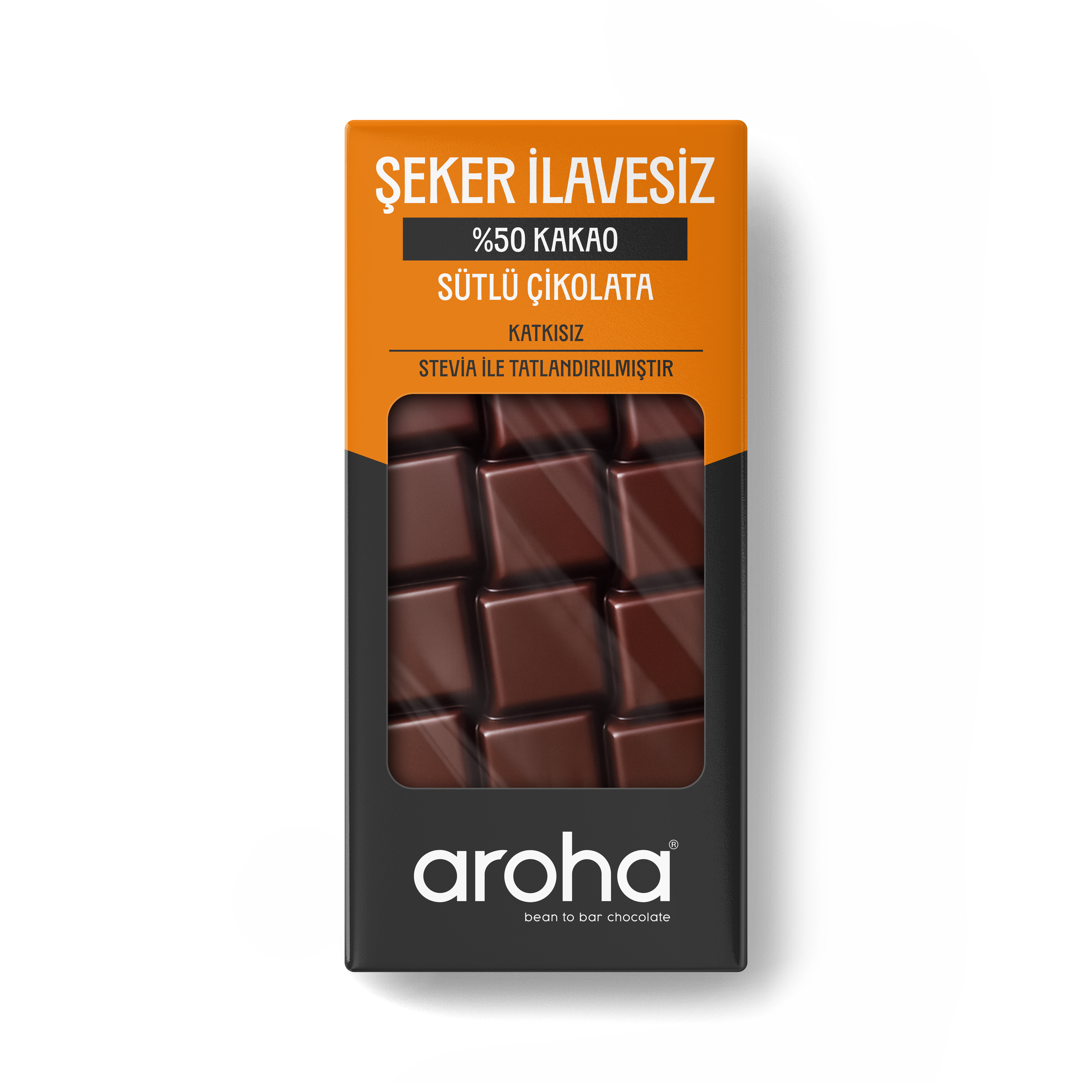 %50 Kakao Şeker Ilavesiz Sütlü Çikolata - Stevia ile Tatlandırılmıştır- 80 g