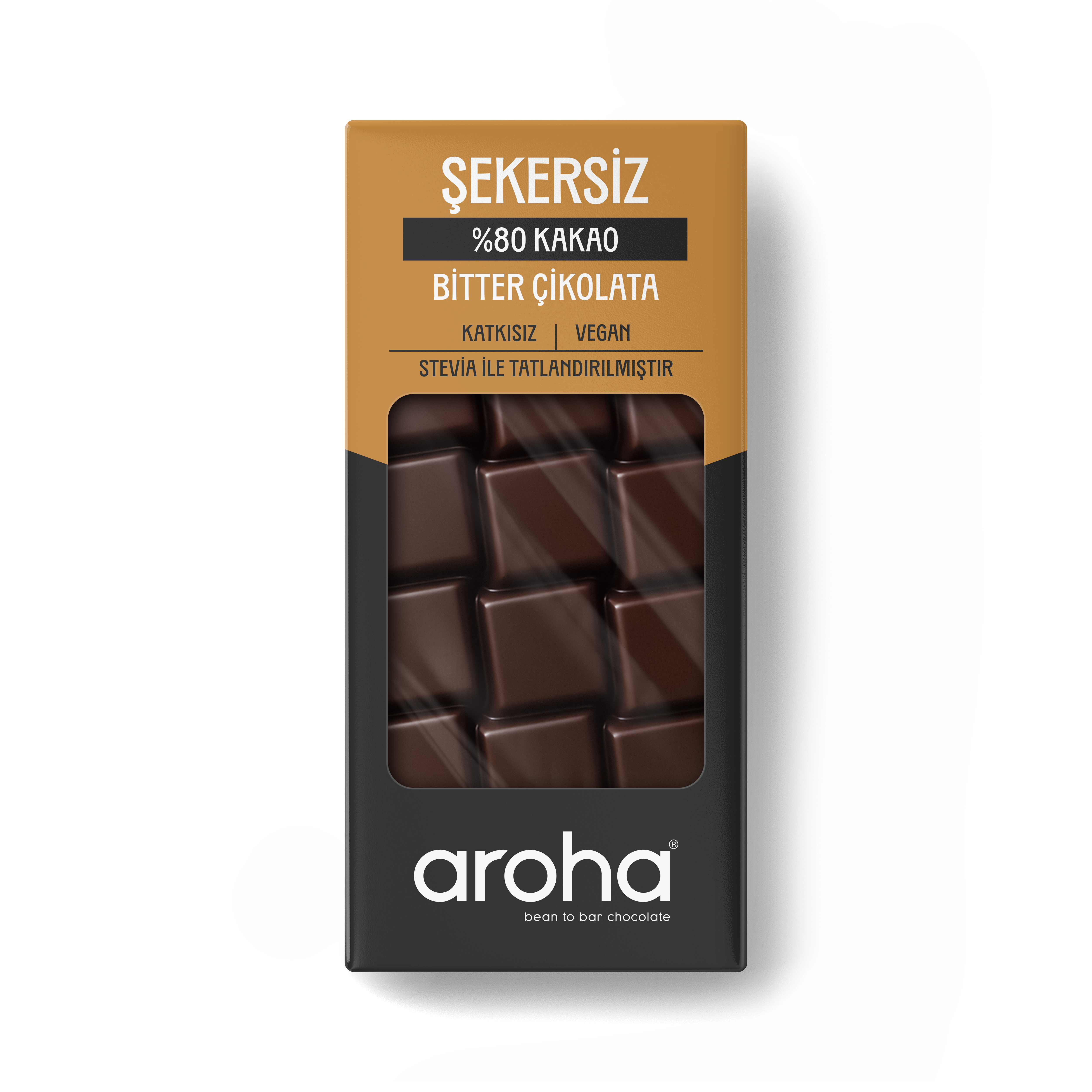 %80 Kakao Şekersiz Bitter Çikolata - Stevia ile Tatlandırılmıştır - 80 g